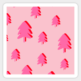 Pink Christmas Pine Fir Tree Pattern Sticker